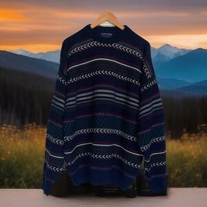 Sutter Grant 3D Textured Knit Sweater Men XL Acrylic Preppy Multicultural